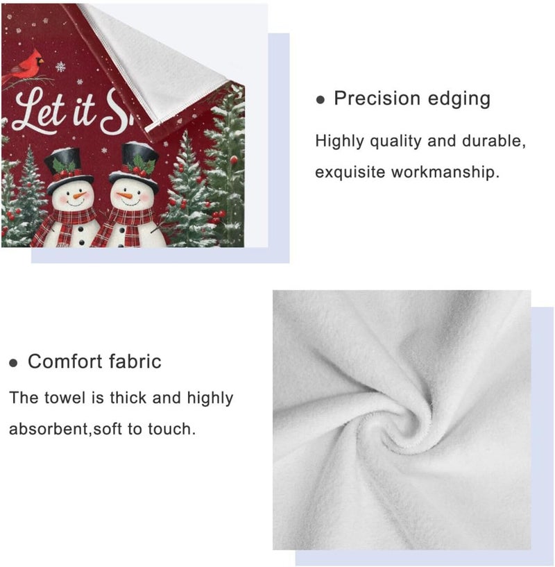 Dussdil Christmas Snowmen Cardinals Trees Bathroom Towel Set of 3 Pcs Hand Fingertip Towels 1 Bath Towel 1 Hand Towel 1 Washcloth for Home Bathroom Beach Swim Soft Highly Absorbent Multipurpose Decor - Image 3